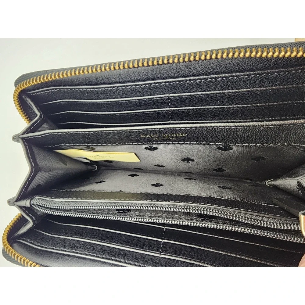 kate spade‎ new york wallet wlru5372 black buttery leather EUC
